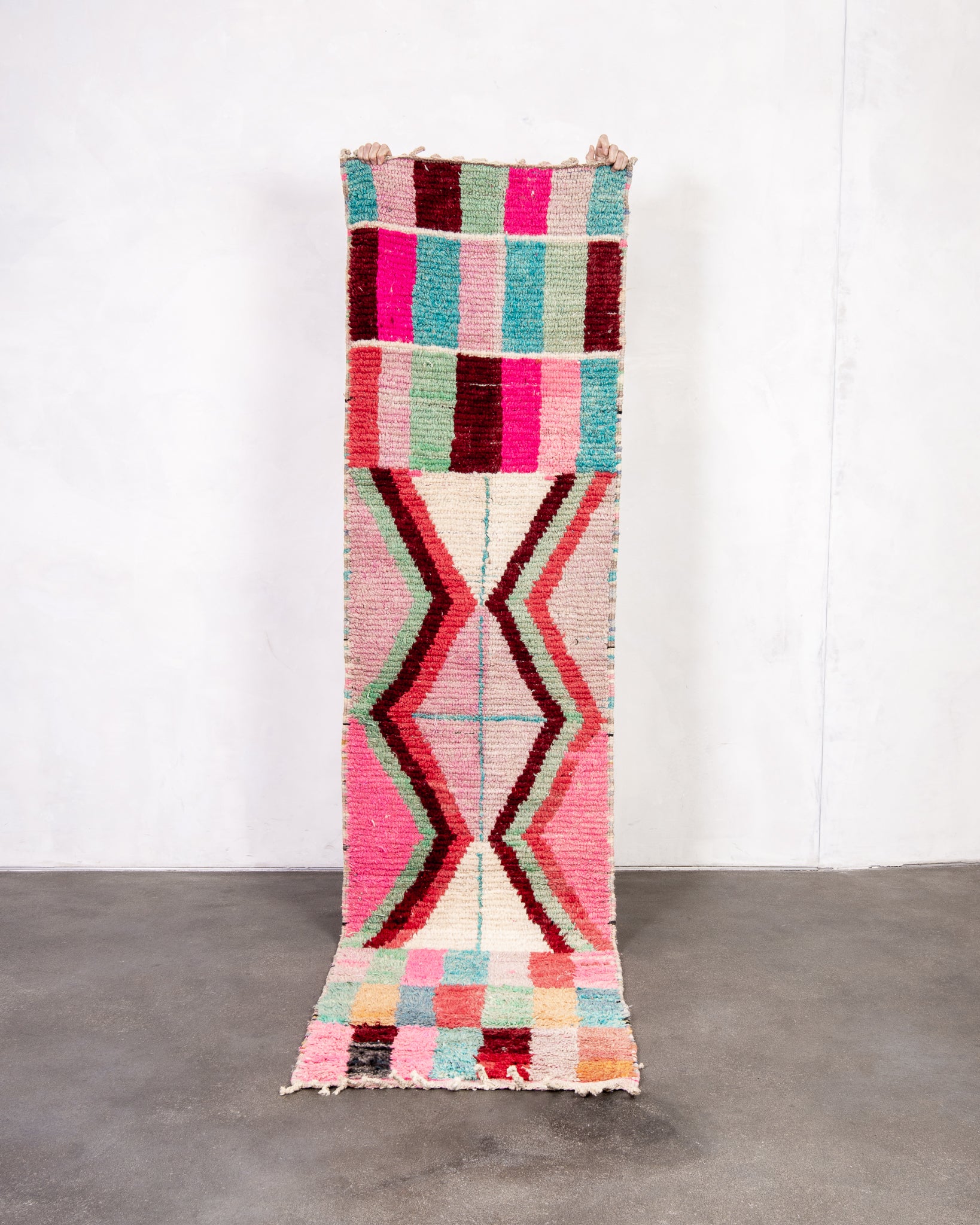 Modern designer handcrafted Berber rug from morocco Boujed with beautiful colors and patterns