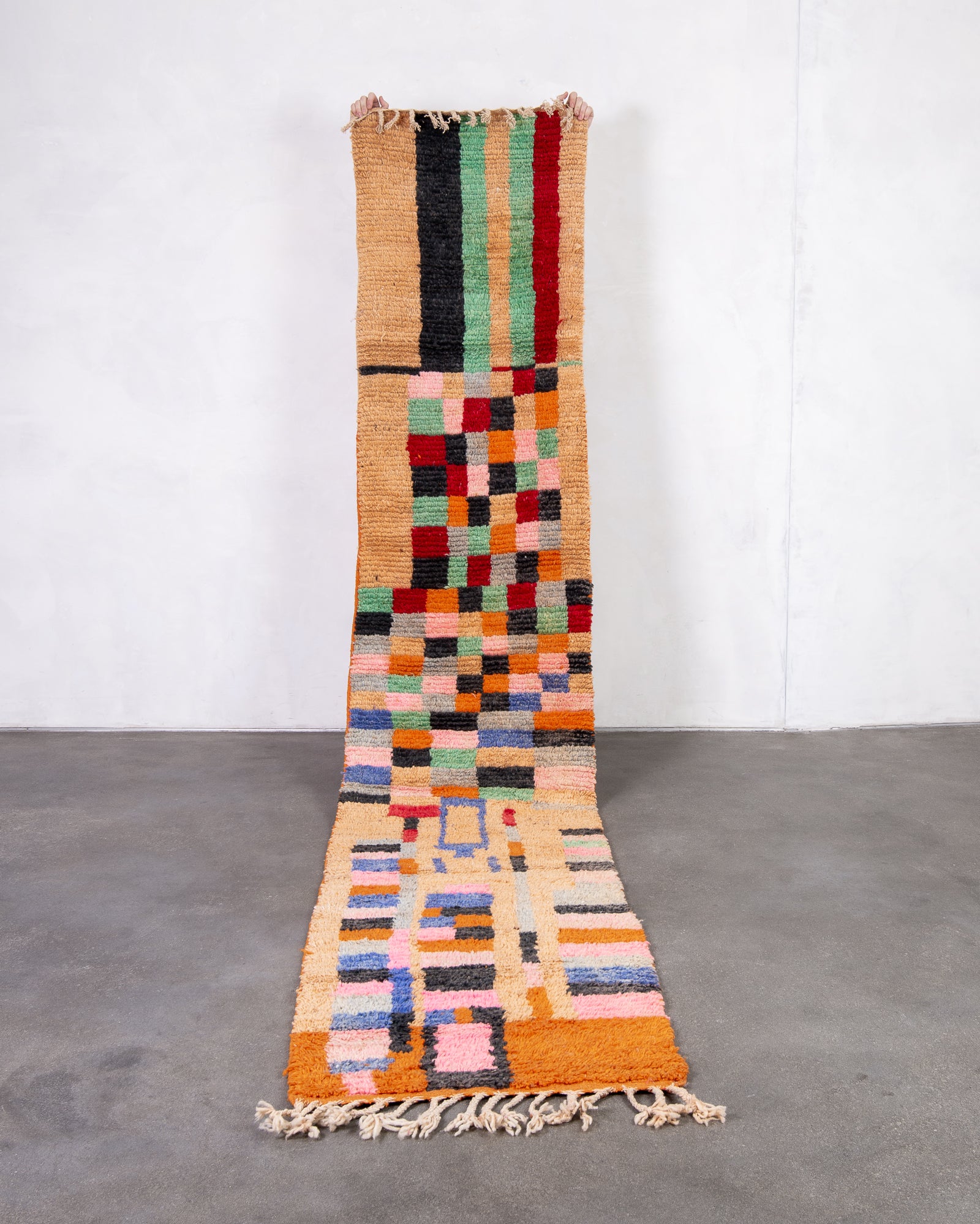 Modern designer handcrafted Berber rug from morocco Boujed with beautiful colors and patterns