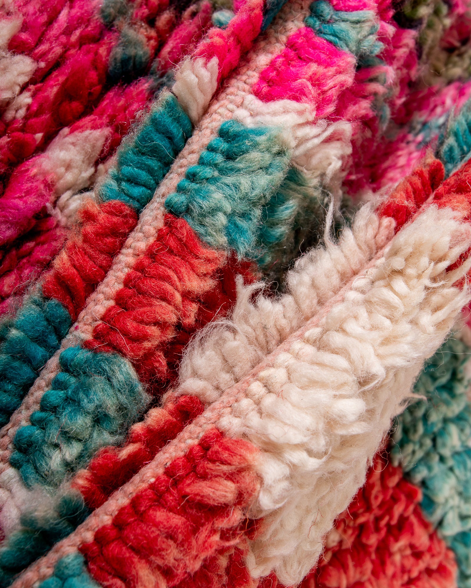 Modern designer handcrafted Berber rug from Morocco. Boujed with beautiful colors and patterns