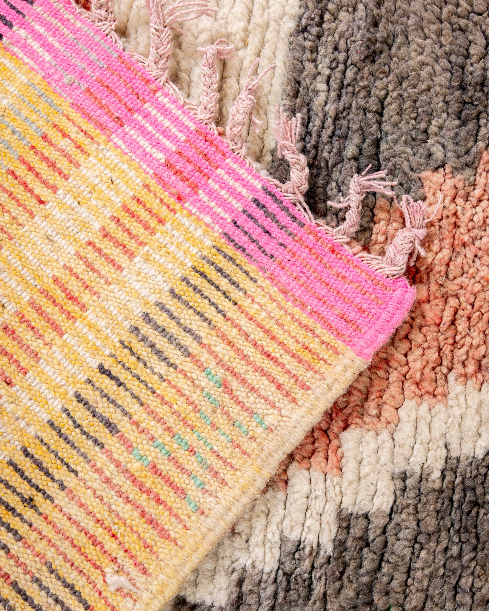 Modern designer handcrafted Berber rug from morocco Boujed with beautiful colors and patterns