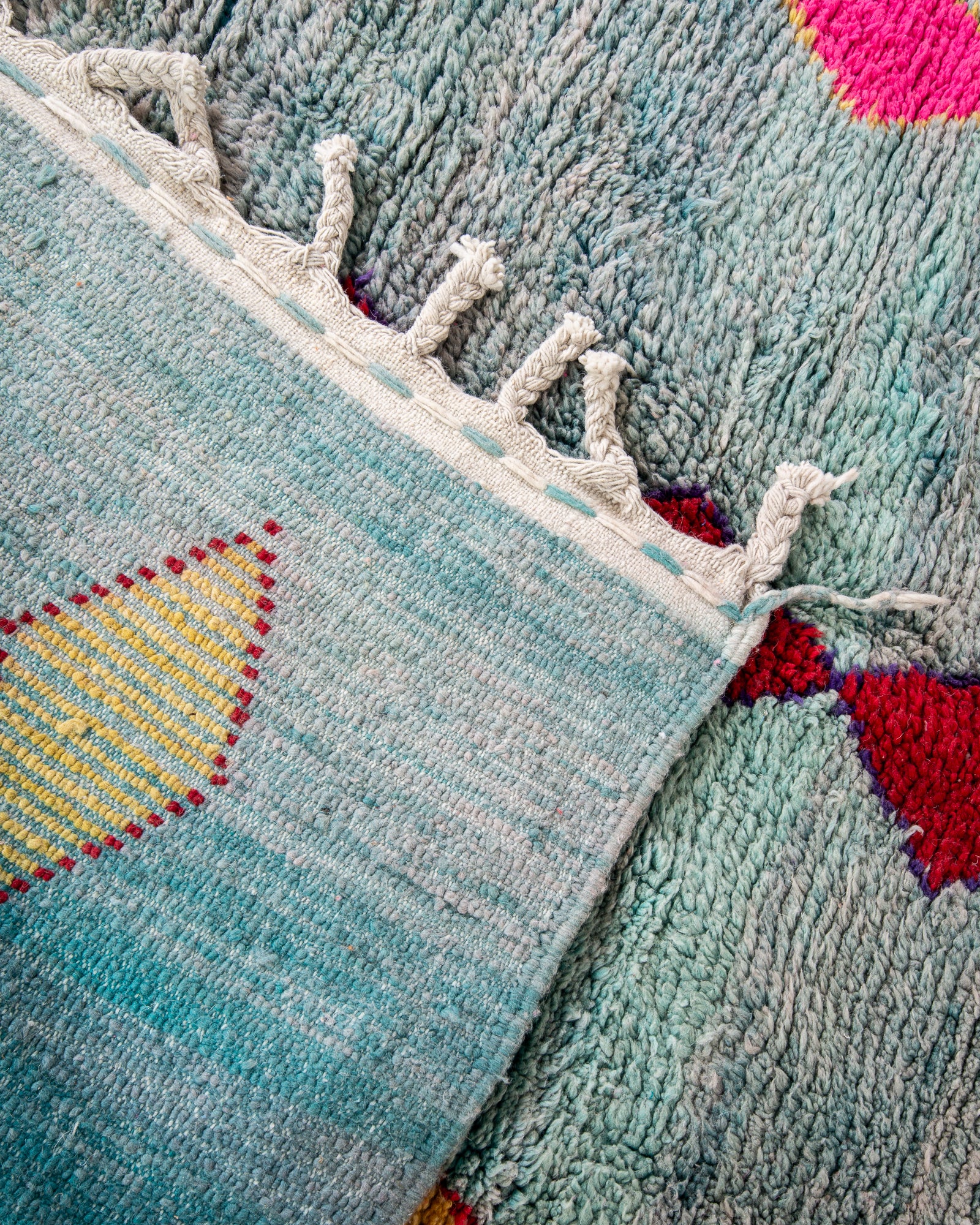 Modern designer handcrafted Berber rug from morocco Boujed with beautiful colors and patterns