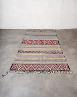 Modern, designer, handcrafted Berber rug from Morocco. Vintage Kelim carpet with beautiful designs and robust flat weave. 100% wool.