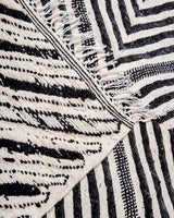 Modern, handcrafted Berber rug from Morocco. Flat-woven Kelim carpet in black and white design. Made of 100% wool.