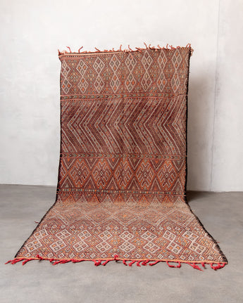 Moderner, handgefertigter Designer-Berberteppich aus Marokko. Vintage Kelim Teppich mit schönen Designs und robustem Flachgewebe. 100 % Wolle.