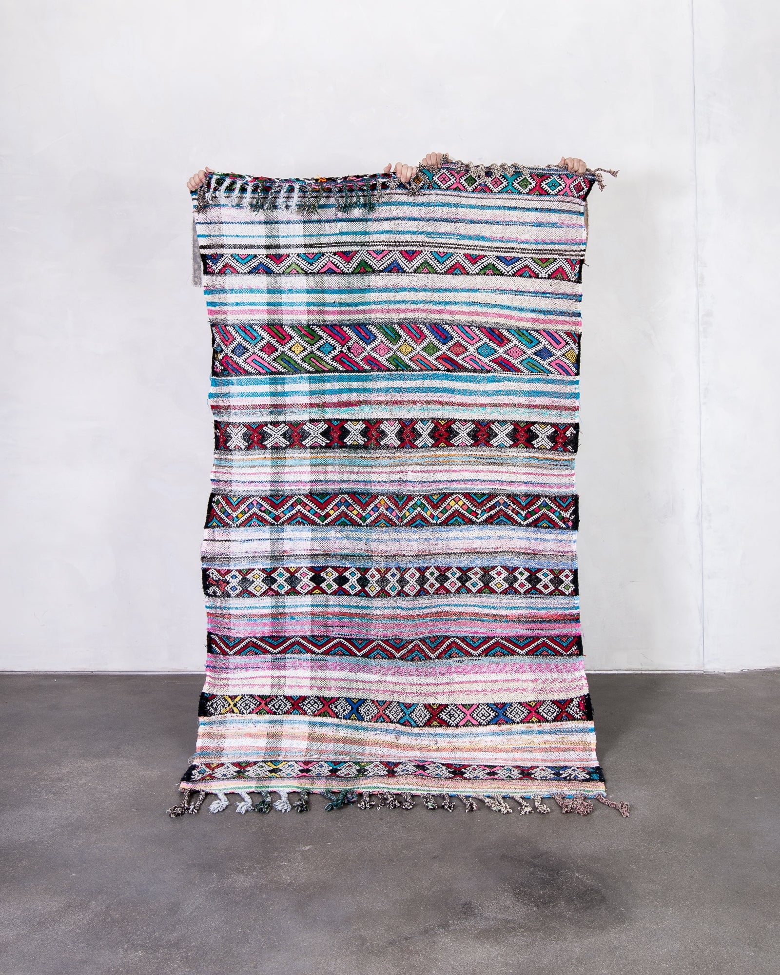 Modern designer handcrafted Berber rug from morocco Kelim with beautiful colors and patterns