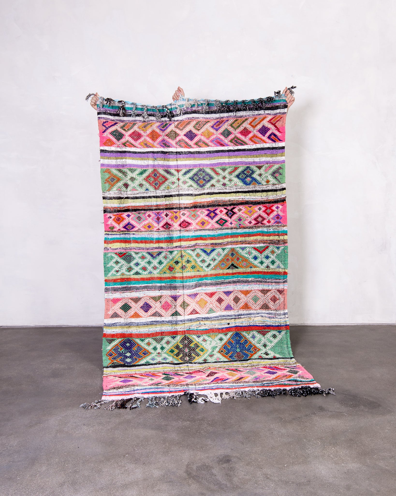 Modern designer handcrafted Berber rug from morocco Kelim with beautiful colors and patterns