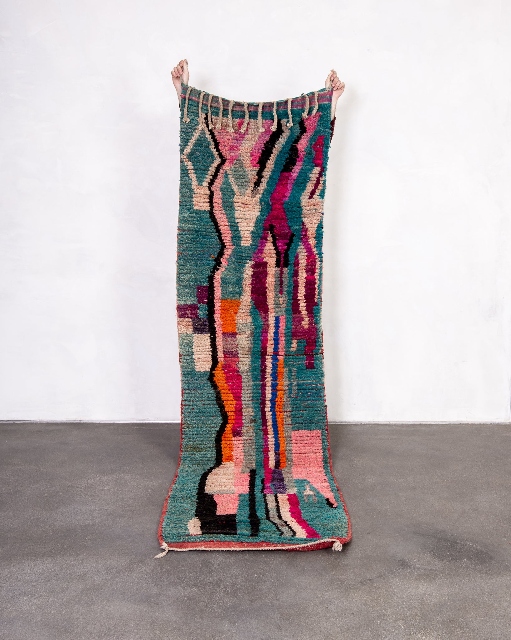 Modern designer handcrafted Berber rug from morocco Boujad with beautiful colors and patterns