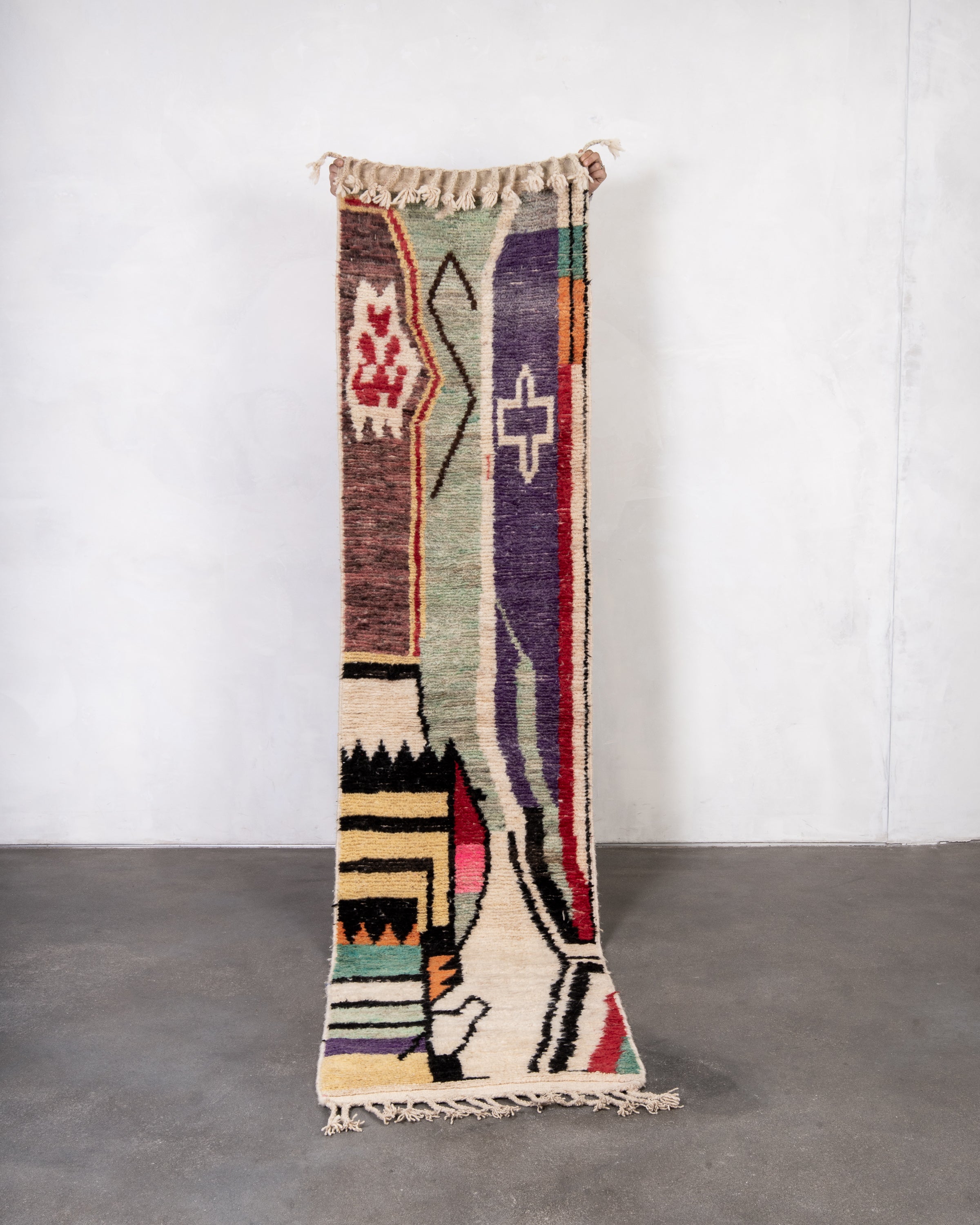 Modern designer handcrafted Berber rug from morocco Boujad with beautiful colors and patterns