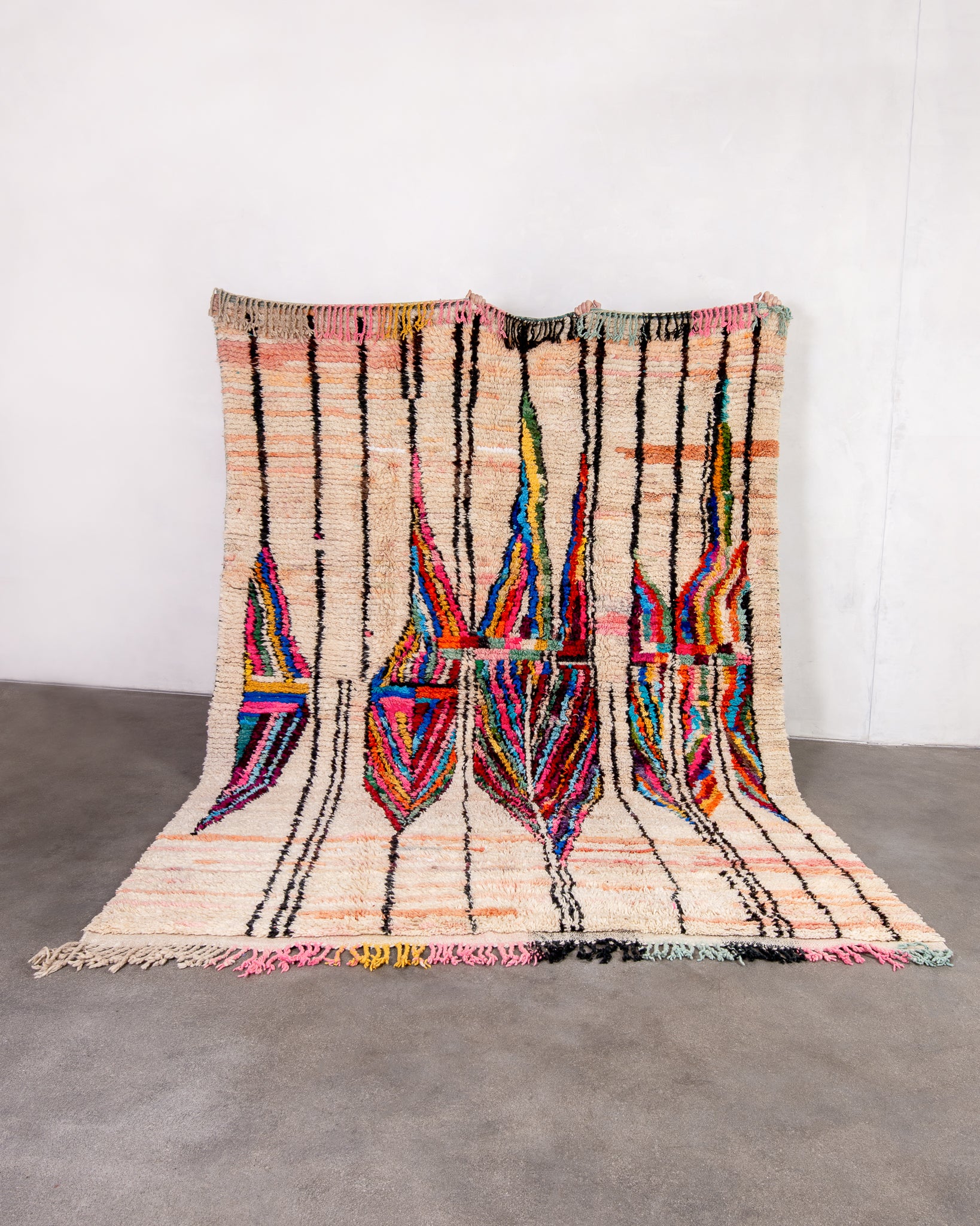 Modern designer handcrafted Berber rug from morocco Boujad with beautiful colors and patterns