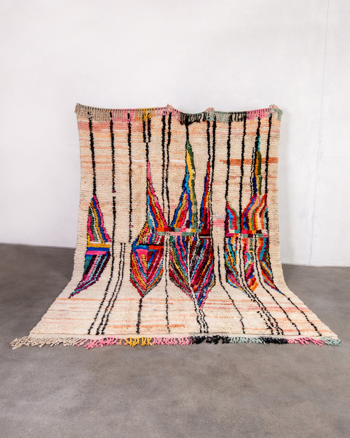 Modern designer handcrafted Berber rug from morocco Boujad with beautiful colors and patterns
