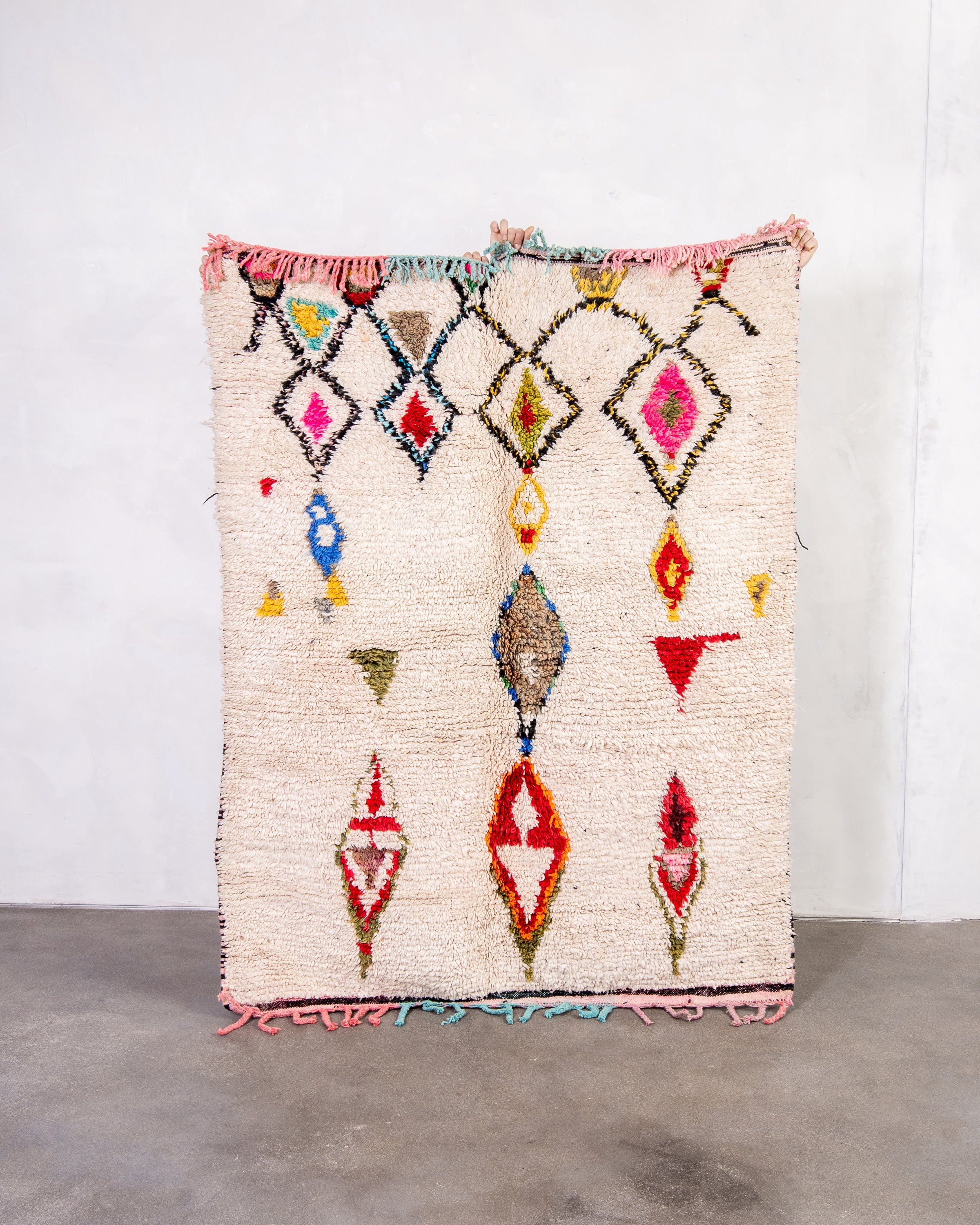 Modern designer handcrafted Berber rug from morocco Boujad with beautiful colors and patterns