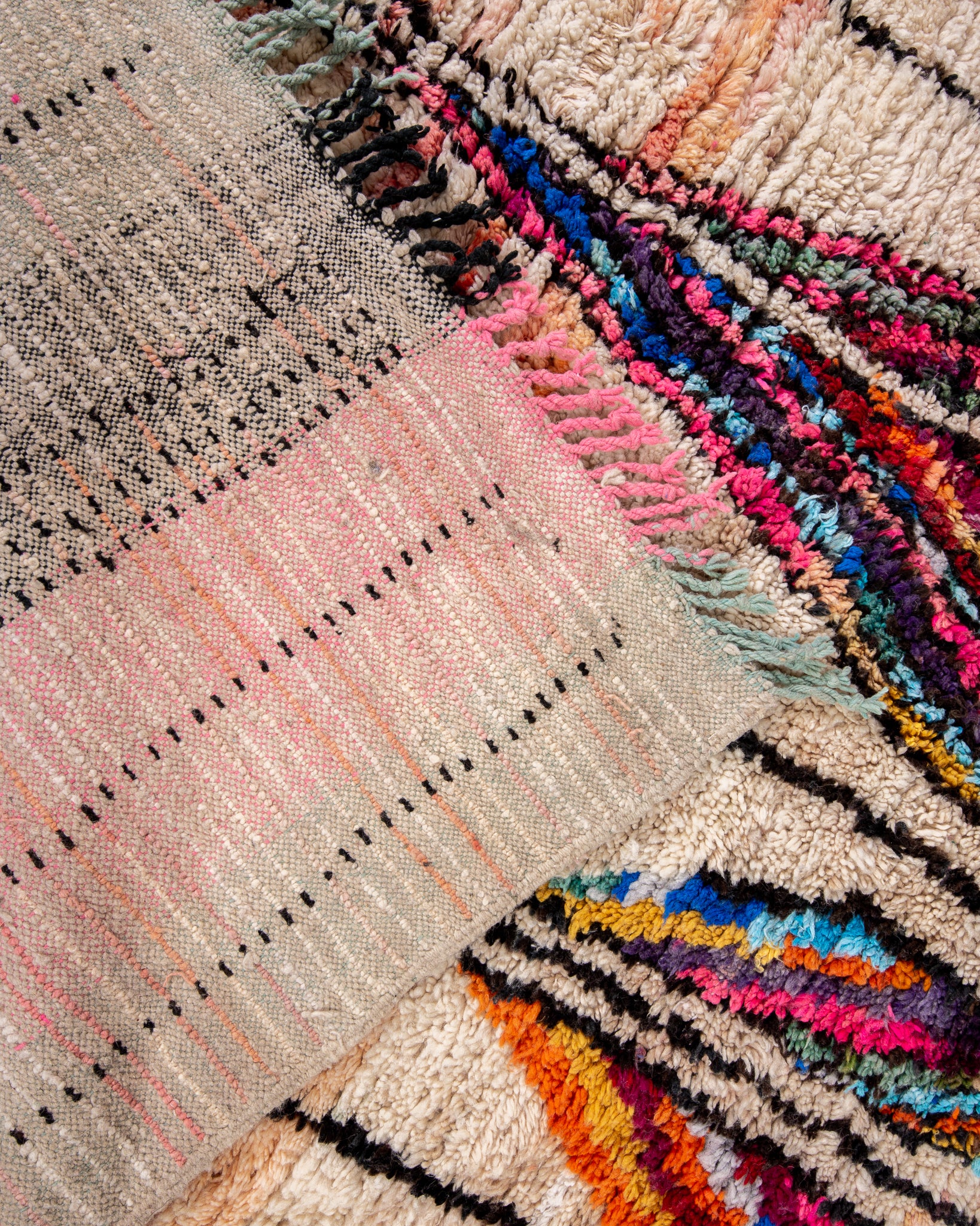 Modern designer handcrafted Berber rug from morocco Boujad with beautiful colors and patterns