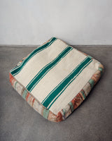 Vintage, handcrafted Berber floor cushion from Morocco. Kelim pouf with beautiful designs and robust flat weave. 100% wool.